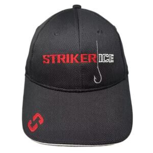 Striker Ice Fishing Hook Logo Black Baseball Cap One Size Adjustable Hat OSFM